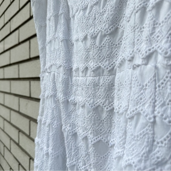 Lilly Pulitzer White Eyelet Lace Tiered Strapless Dress Size 14 Bridal Midi - Picture 3 of 9